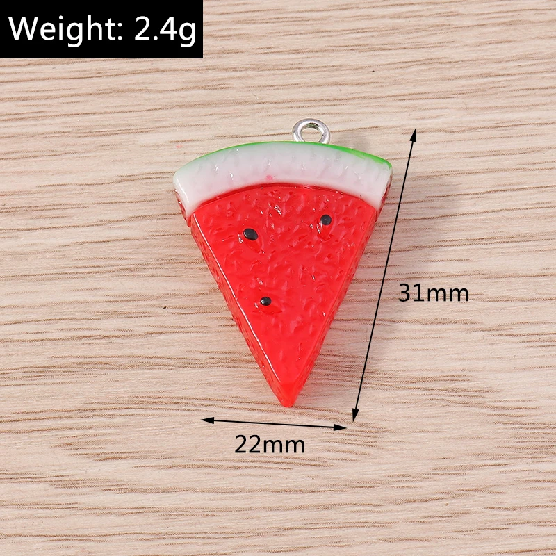 Tusember 10 Stück Cartoon-Harz-Fruchtanhänger, simulierte Wassermelonen-Anhänger, Ohrringe, Armband, DIY-Halsketten-Zubehör, Bastelzubehör – Detail 2