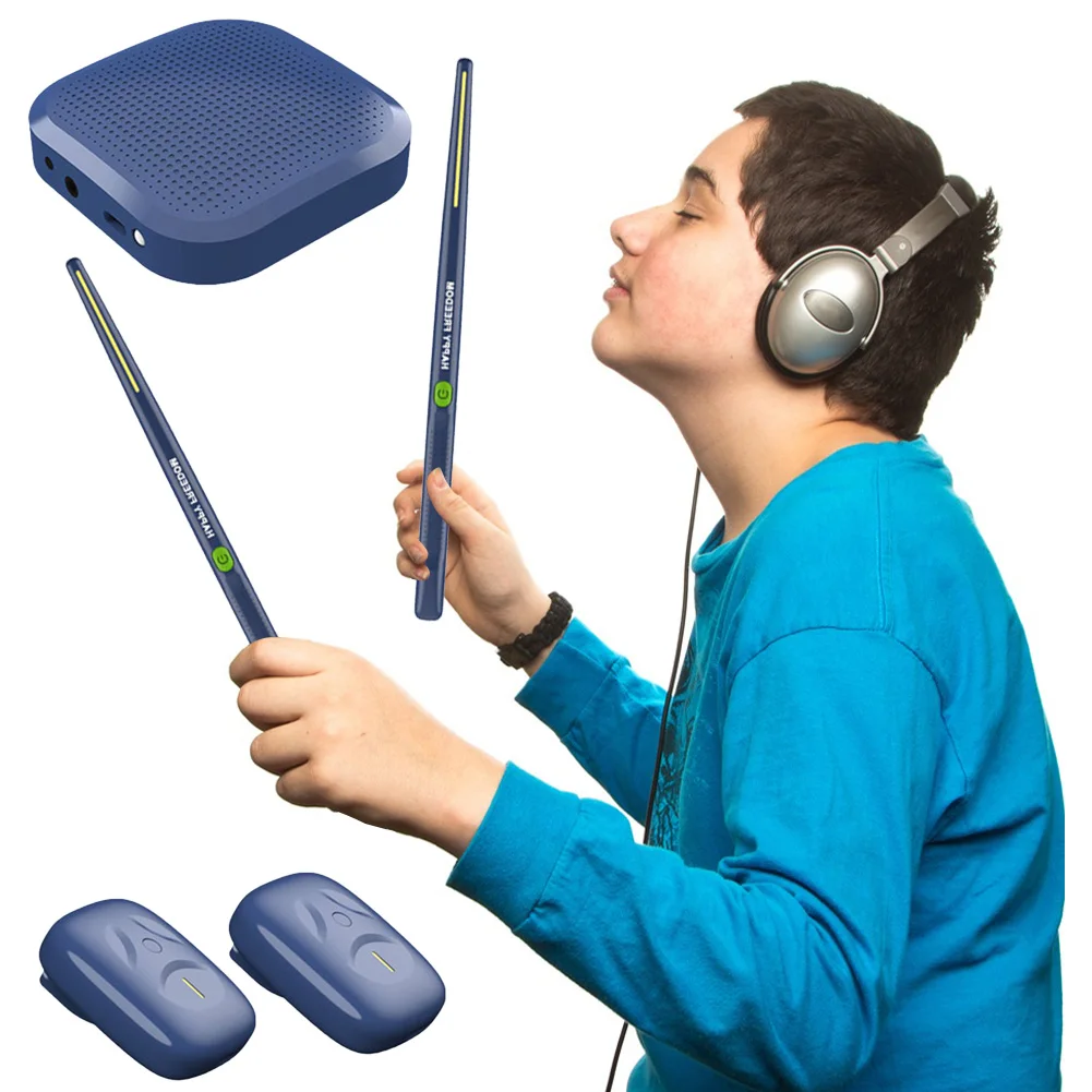 Virtual Air Drum Set Portable Electronic Virtual Air Drum Drumsticks Pedals Professional for Beginners Children Adults