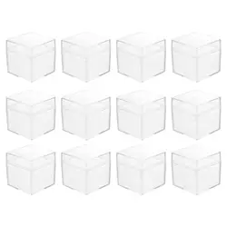 12Pcs Acrylic Box Packing Box Clearcontainers Lid Boxes Favor Candy Box Gift Container Organizer Candy Cube Display Storage