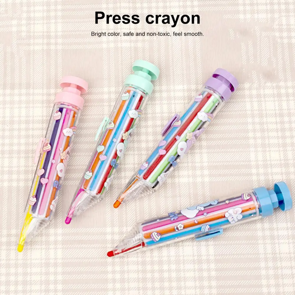 Drawing Pen 8-in-1 Rotate Multi-color Crayons Non-dirty Hand Coloring for Kids Easy Fun Art Graffiti Set