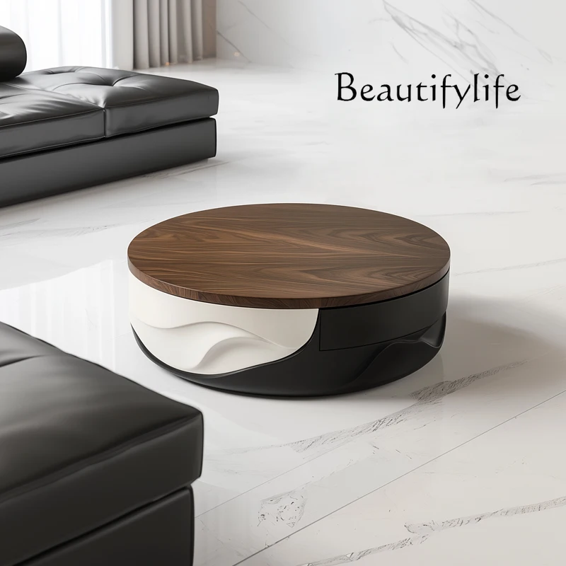 

Modern minimalist art coffee table personalized creative fashion round tea table high sense low table small apartment