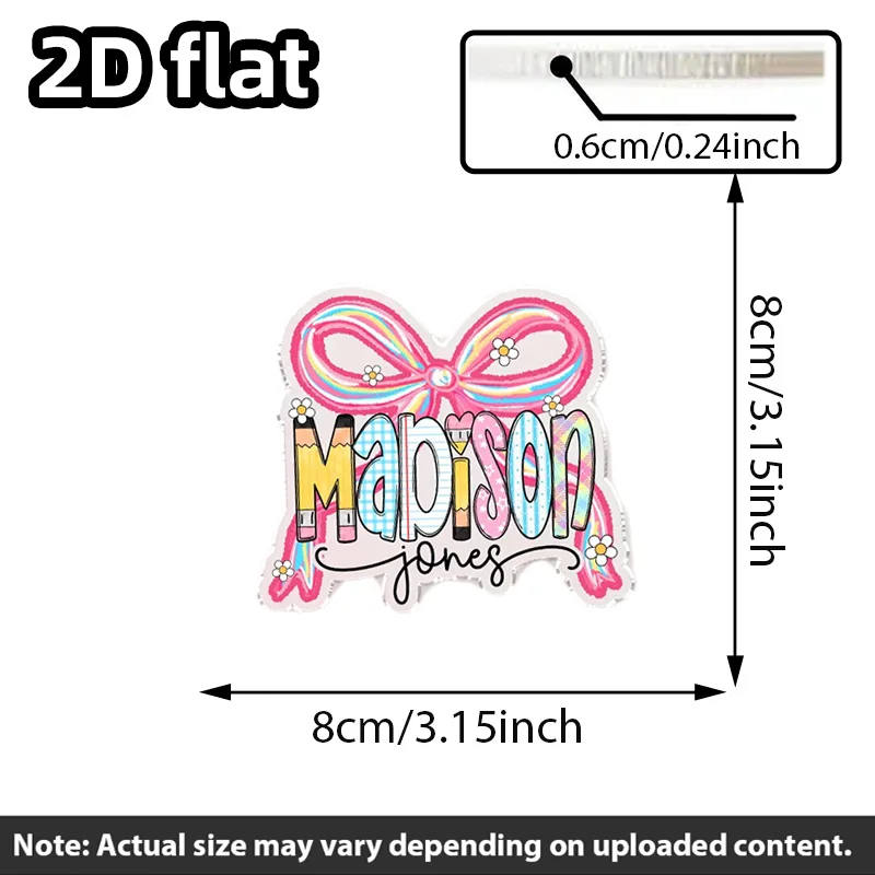 Personalized Backpack Name Tag Keychain, Cute Pink Bow Design