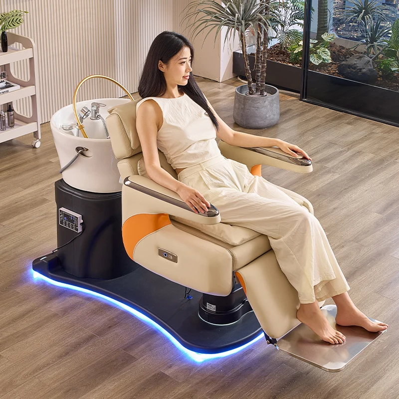 Head treatment bed water circulation fumigation foot bath oneElectric lift shampoo bed barbershop special beauty body