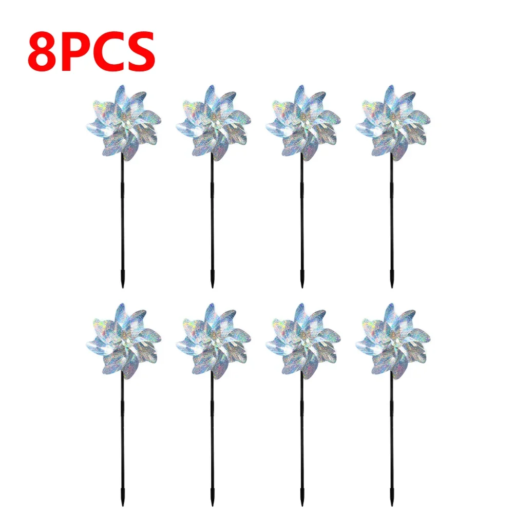 APWIKOGER 1-10PCS DIY Silber Laser Vogel Repellent Für Bauernhof Outdoor Vogel Repeller Rasen Dekor Vogel Repeller Windmühle garten Rotierenden Windmil 7