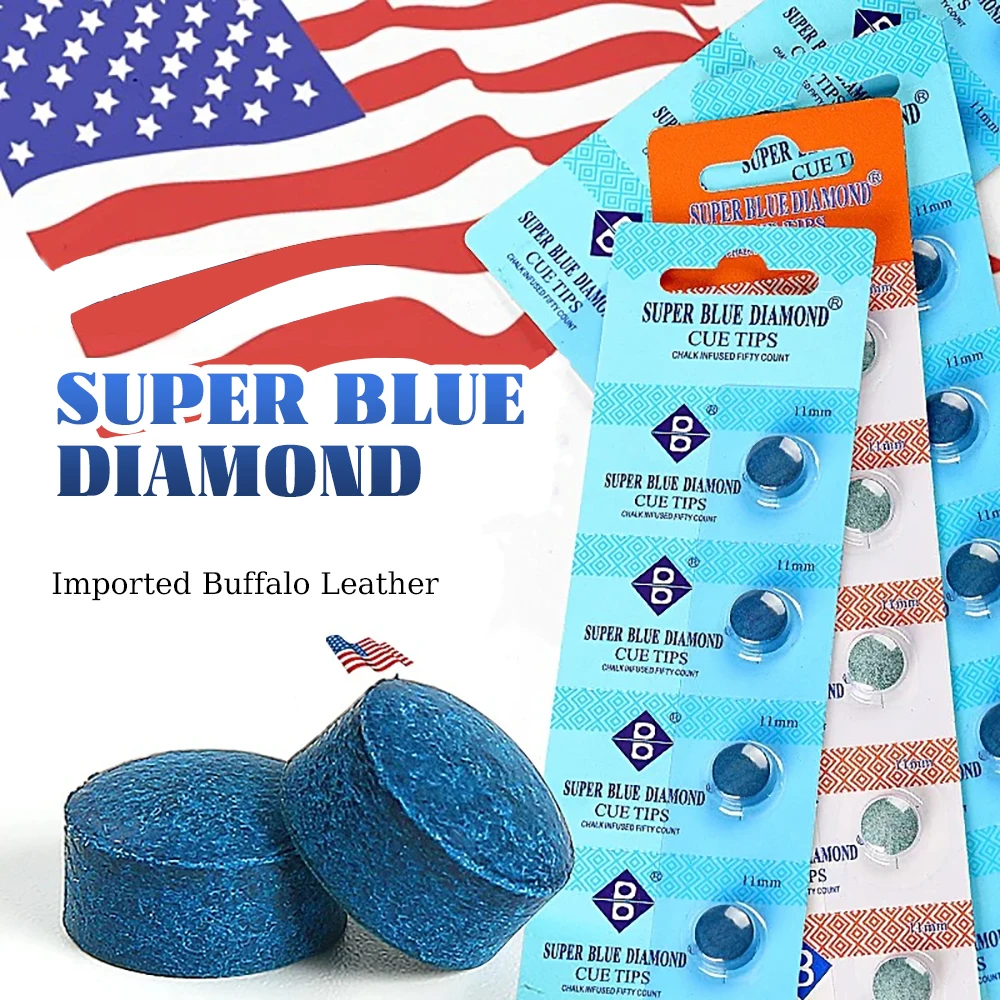 SUPER Blue Diamond Billiard Pool Tip with 10/11/12/14mm Hardness Medium for Snooker Pool Cue Stick