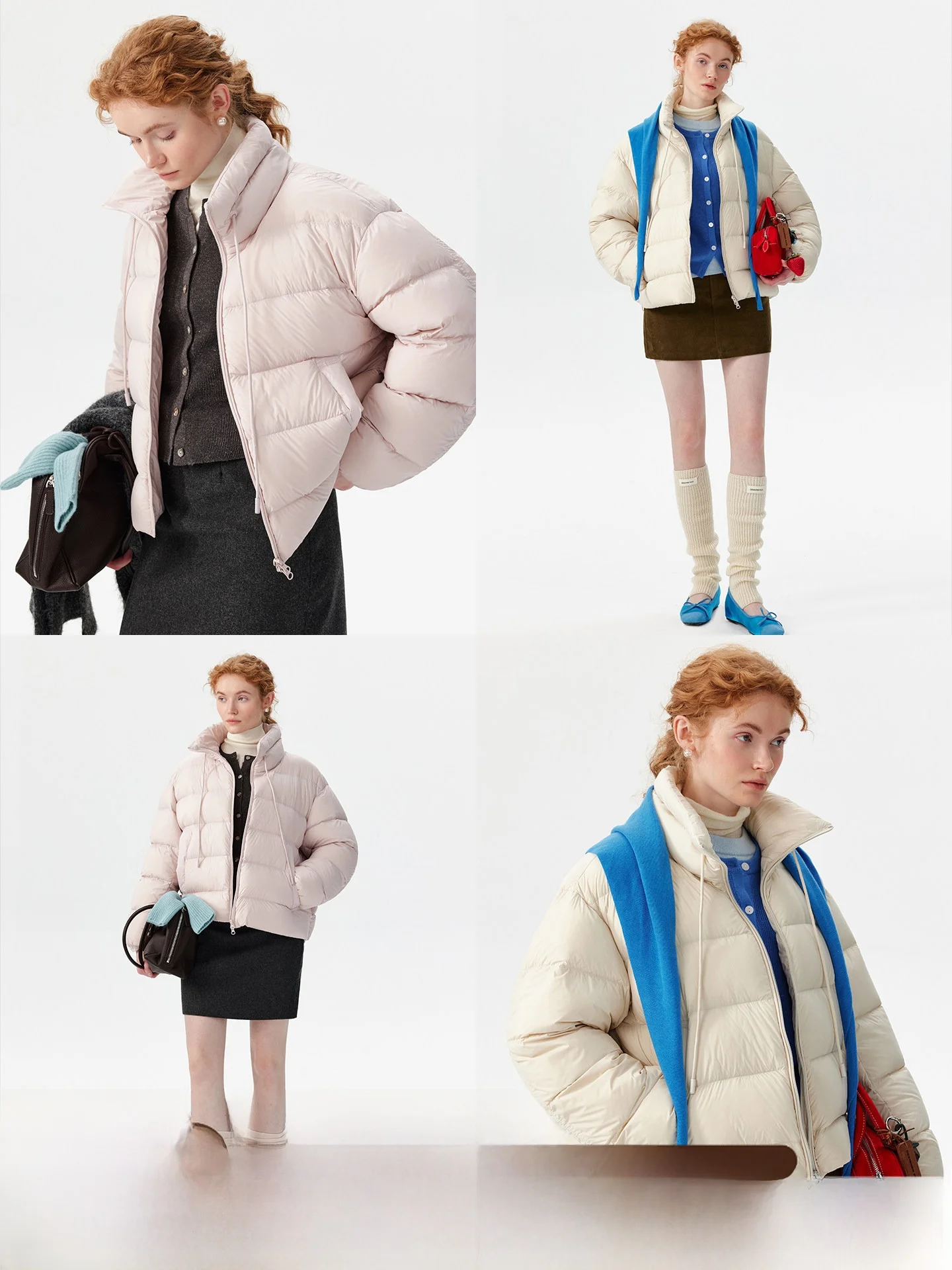 

Lightweight Du down Jaet Baby Pink Winter Sle Stand Collar Warm Rib Cage Design Casual Loose Fit plus Size Women's Coat