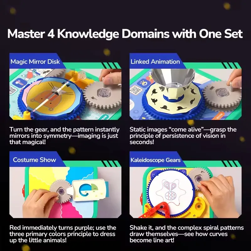 Proyector Mideer 4 en 1, Juego de Exploración STEM, Imagen de Espejo, Persistencia de la Visión, Mezcla de Colores y Dibujo de Curvas, Juguete Educativo