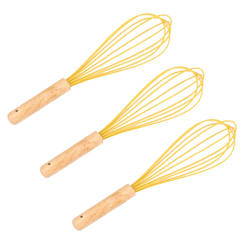

3pcs Silicone Handle Egg Whisk Hand Mixer Baking Tool Kitchen Gadget For Scrambled Eggs Sauces Dishwasher Safe (8 Inches)