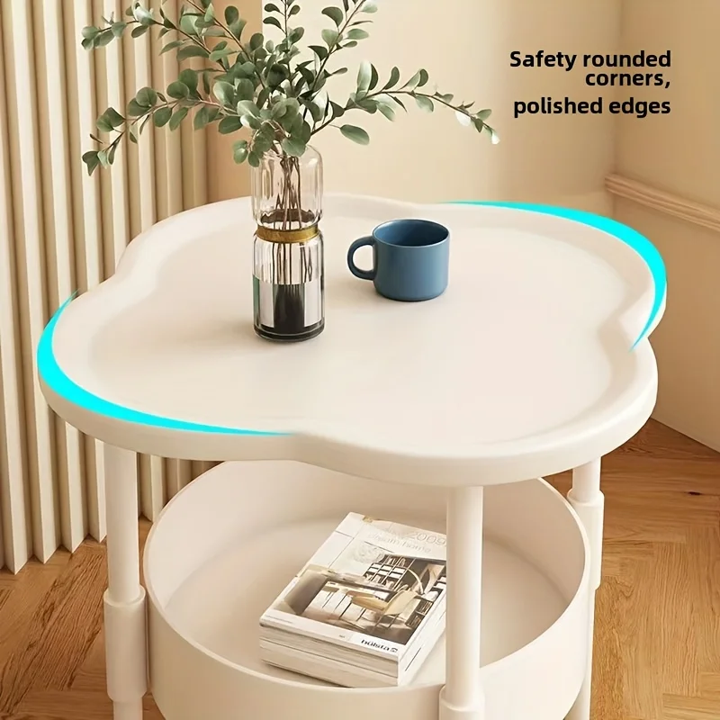 Elegant 2-Tier Round Side Table, Curved Storage Shelves, Modern Nightstand for Living Room, Mother's Day Gift image 5