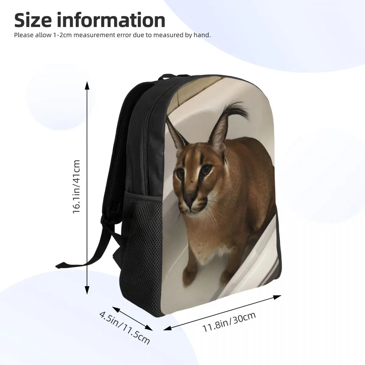 Mochilas personalizadas Floppa Cute Meme para homens e mulheres, bolsa de moda para escola e faculdade, bolsas engraçadas de gato Caracal