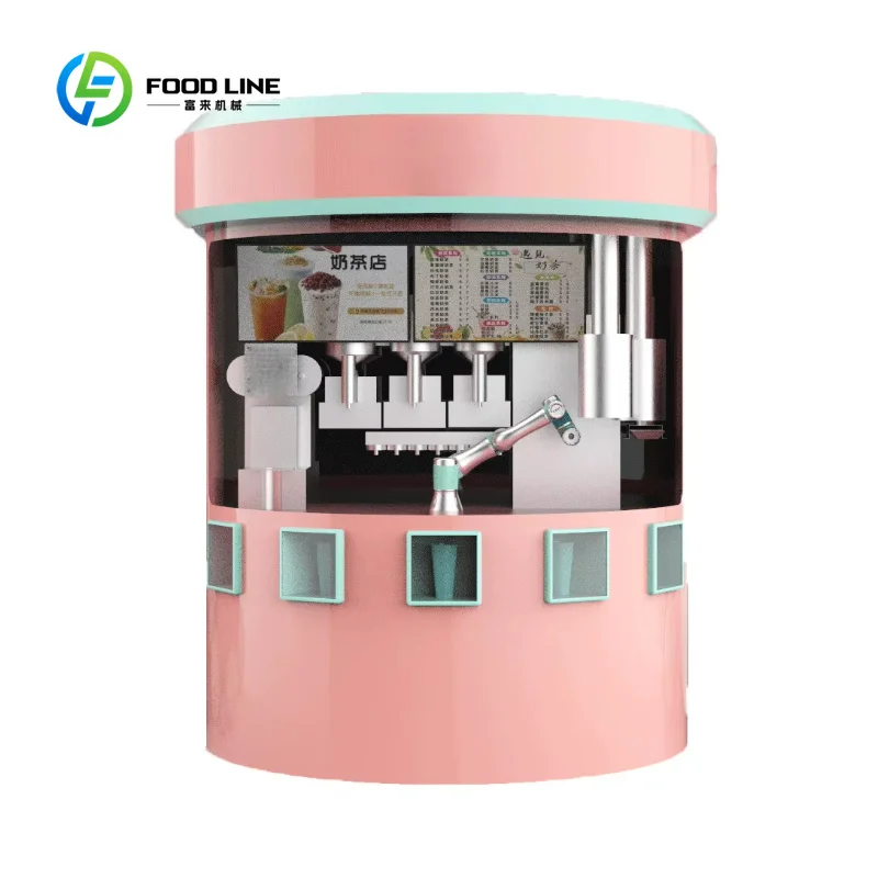 Customized 6-axis Safe Milk Tea & Coffee Vending Machine Robot Touch Screen Self-Making Milk Tea Robot with Capacity150-200 Pcs