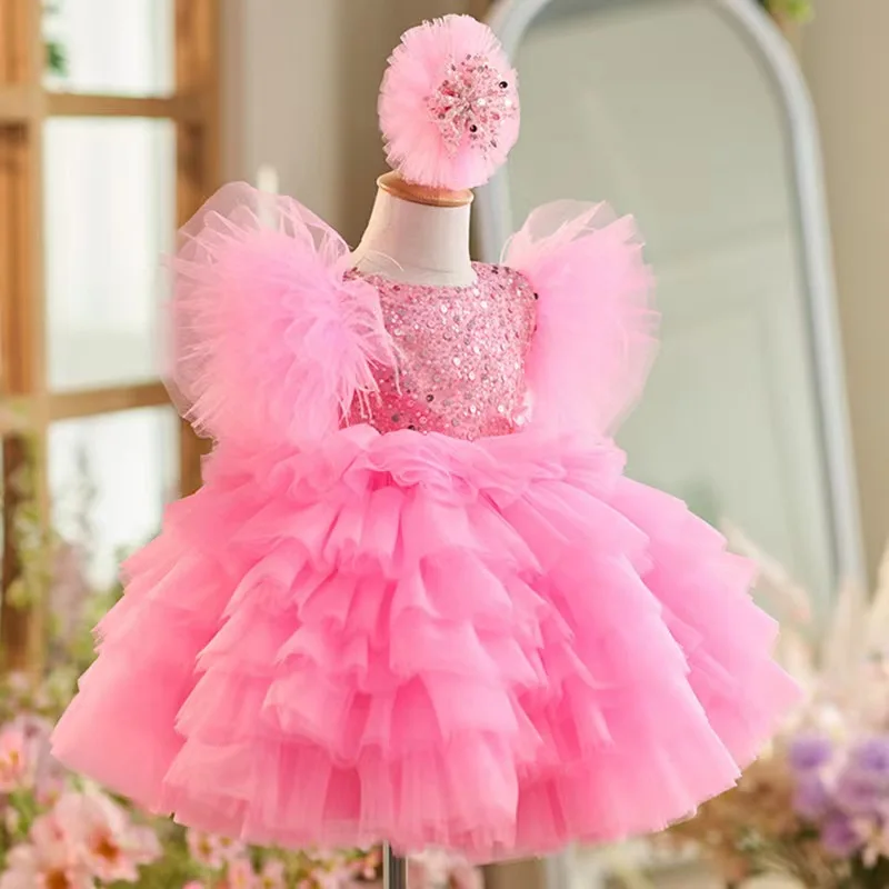 Princess Girl Sequin Prom Dress Party Skirt Cake Dress Kids Baby Flower Girl Wedding Birthday Party Vestidos Children's Clothing