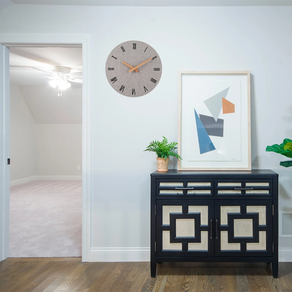 

1Pcs Vintage Roman Wooden Wall Clock Creative 12 Inches Pitted Surface Decorative Hanging Clock for Home Living Room Bedroom