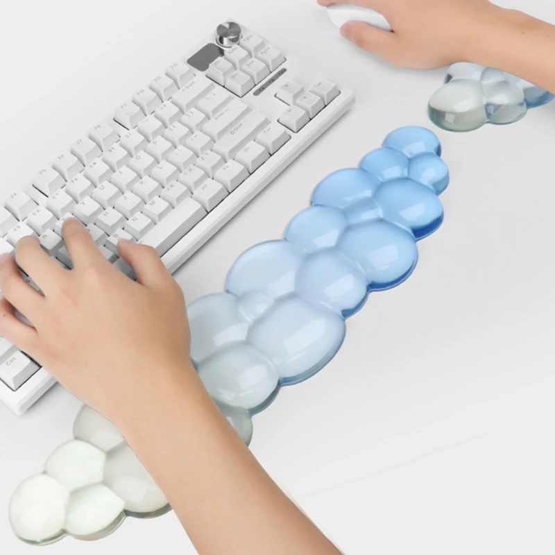 Gel di raffreddamento a forma di nuvola Tastiera Mouse Supporto per polso Set di cuscinetti in silicone lavabile antiscivolo Ergonomia Accessori per ufficio