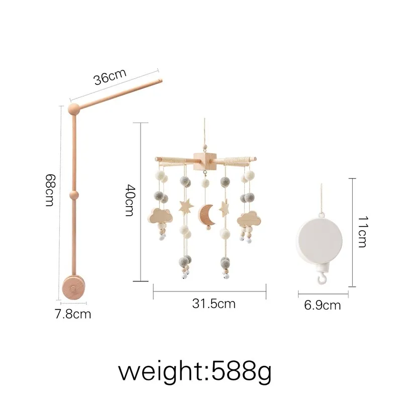 아기 딸랑이 장난감, 0-12 개월 나무 이동식 침대, 신생아 음악 상자, 침대 벨 걸이 장난감 홀더 브래킷, 유아 침대, 소년 장난감