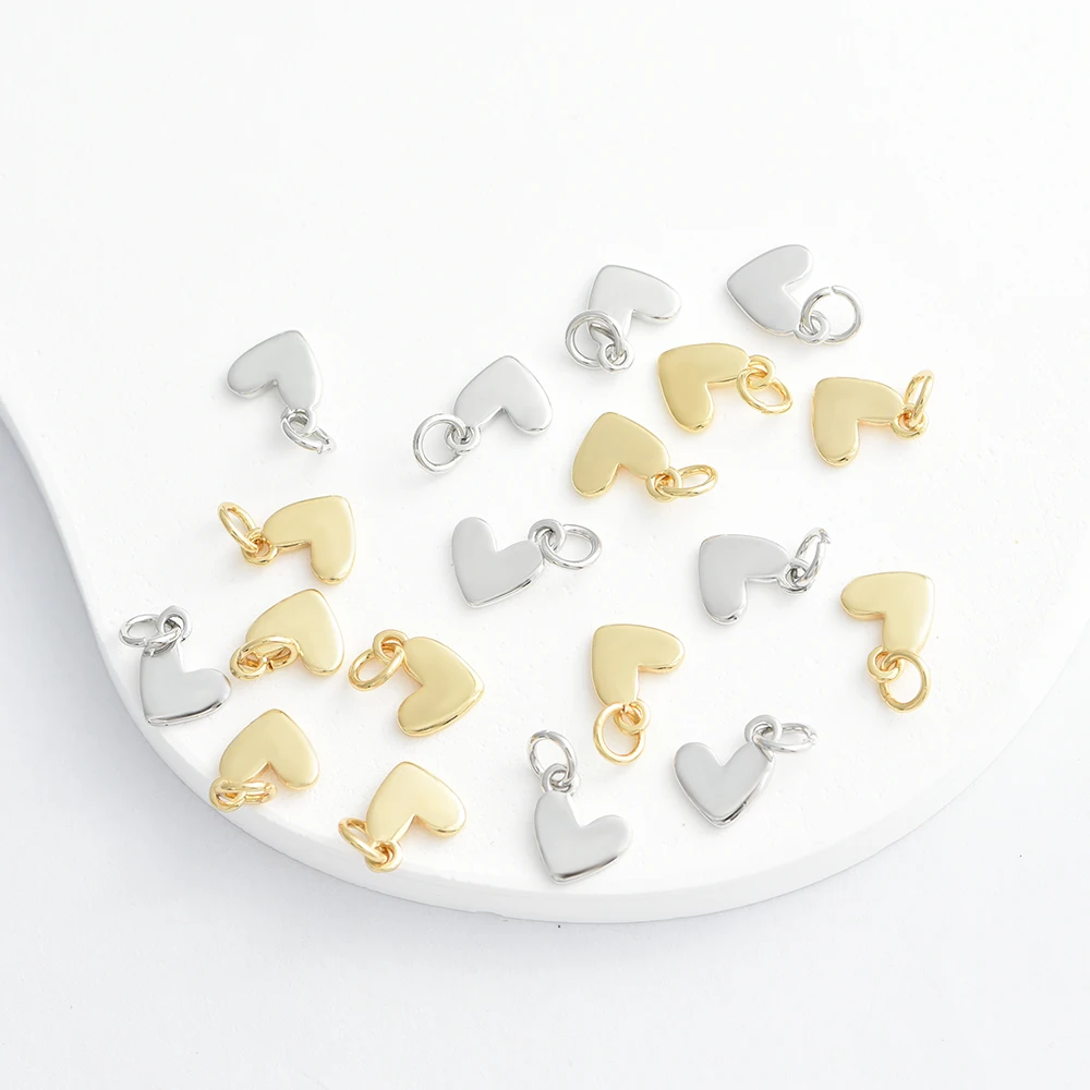 4PCS 9*9MM Heart Charms Pendants 18K Gold/Rhodium Color Brass Jewelry Making Materials Wholesale Accessories For Women image 6