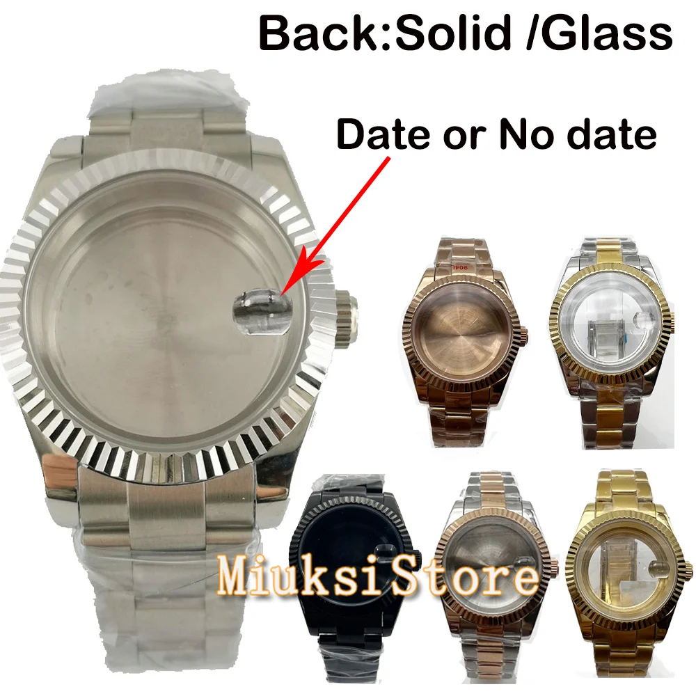 

36mm/39mm Watch Case silver with Strap Sapphire Glass For NH35 NH36 ETA2824 2836 Miyota8215 8205 821A PT5000 ST2130 Movement