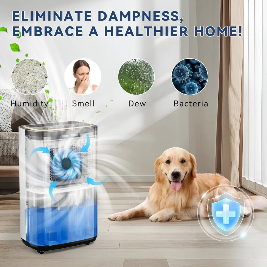 Deshumidificador de 3000 pies cuadrados para sótano con manguera de drenaje, gran capacidad de 32 pintas, los mejores deshumidificadores de compresor para el hogar o el garaje Co