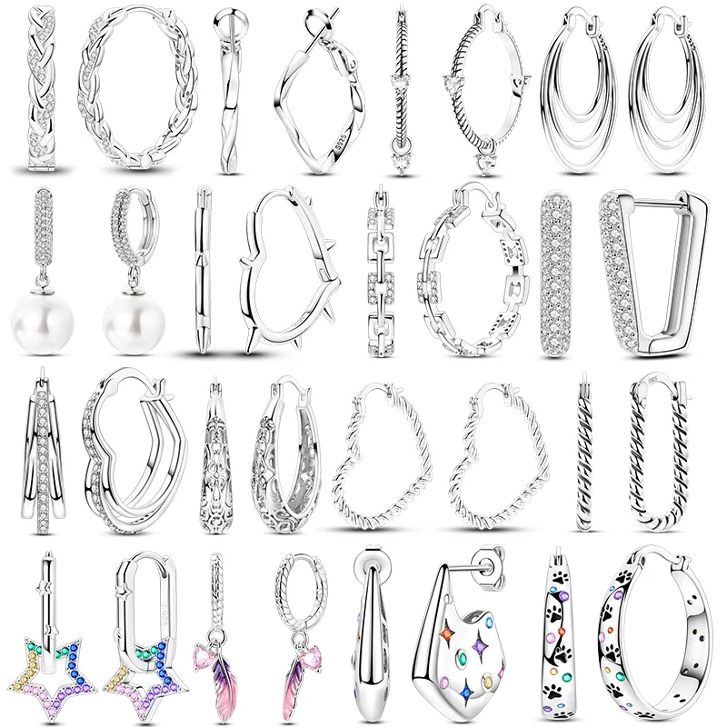 Bunte Zirkonium-Creolen aus 925er-Sterlingsilber, Pavé-Sterne-Form, Ohrring für Frauen, Hochzeit, Verlobung, Schmuck, Geschenk – Detail 2