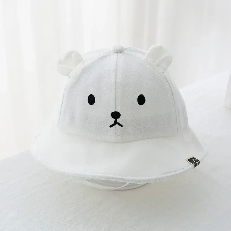 Cute Bear Baby Bucket Hat with Ears Boy Girl Cotton Kids Sun Hat Outdoor Summer Child Panama Cap Kawaii Photography Props Hat