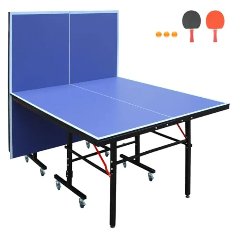 

Professional Foldable Table Tennis Table - Indoor 8/9ft - Single Player Playback Mode w/ Net, Post, 2 Paddles & 3 Balls