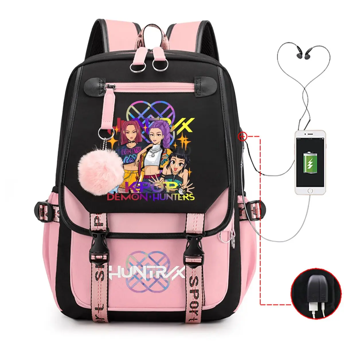 Mochilas escolares KPop Demon Hunters para niñas, mochila para ordenador portátil de alta calidad, regalo con carga USB para Fans, mochila de moda, bolso universitario
