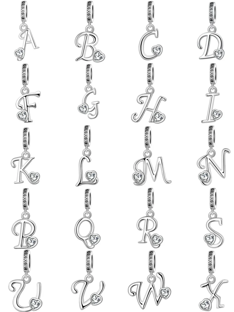 2026 New S925 Silver Letter A-Z Heart-Shaped Pendant, Suitable For Original Bracelets, Necklaces, DIY High-End Jewelry For Women
