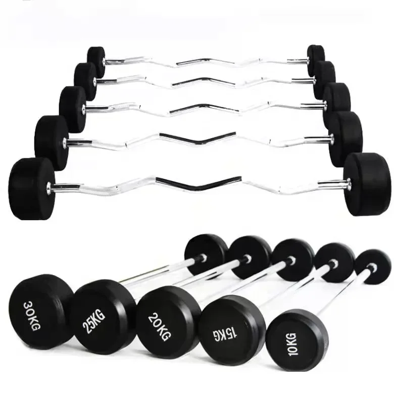 

2026 Standard Gym Powerlifting Training Rubber Fixed Curl Dumbbell Barbell Black And Dumbbell Set Black Weightlifting Barbell We