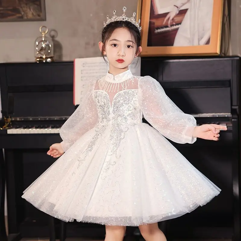 Girl's Host's Dress Princess Dress Children High-End Affordable Luxury Girl Piano Playing Performance Costume
