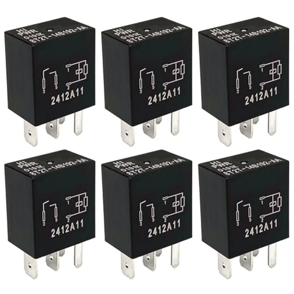 

6pcs Car Power Relay Automotive 4Pin 8T2T-14B192-AA 12VDC For Select For Ford Vehicles Car Accessories