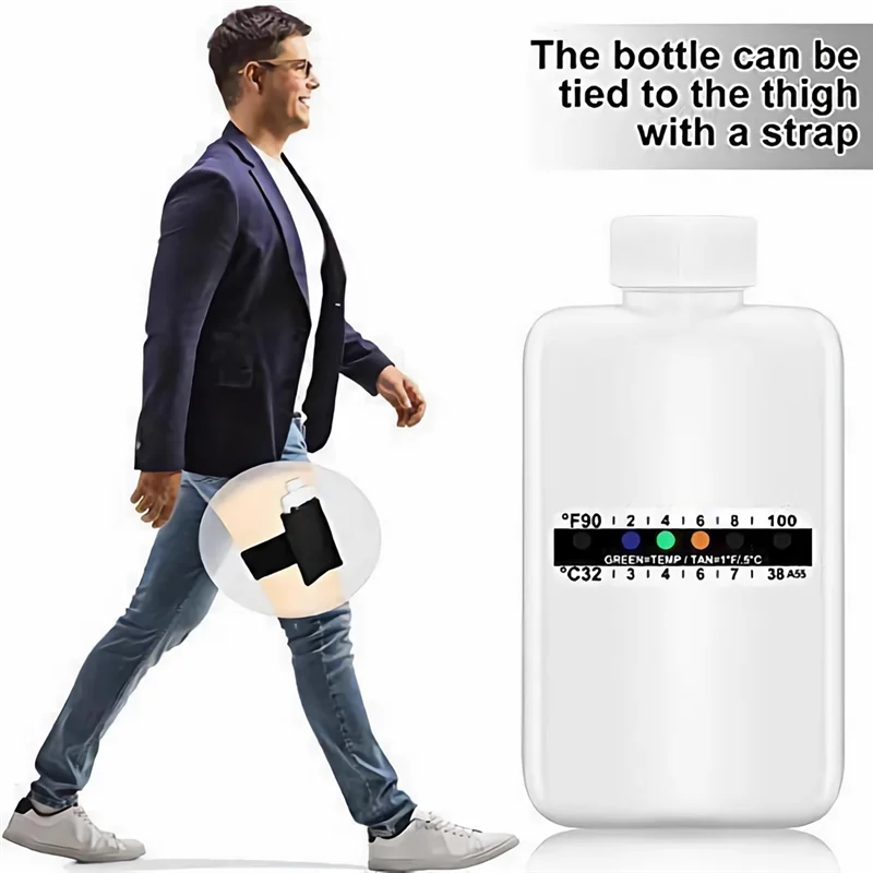 14Pcs Portable Urine Testing Set Kit 2 Portable Empty Bottles,10 Adhesive Temperature Sensitive Test Strips And Insulation Bag