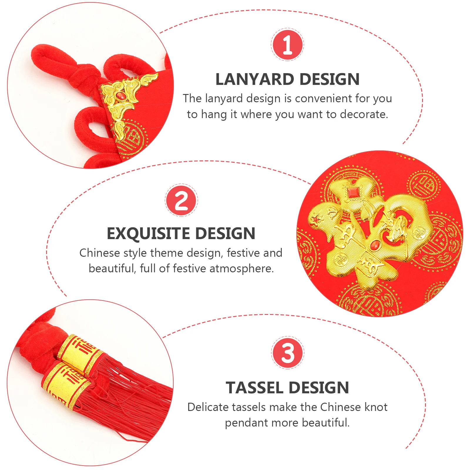 

Chinese Knot Tassel Fu Character Hanging Pendant Traditional New Year Decoration for Spring Festival Home Shop Office Wall Decor