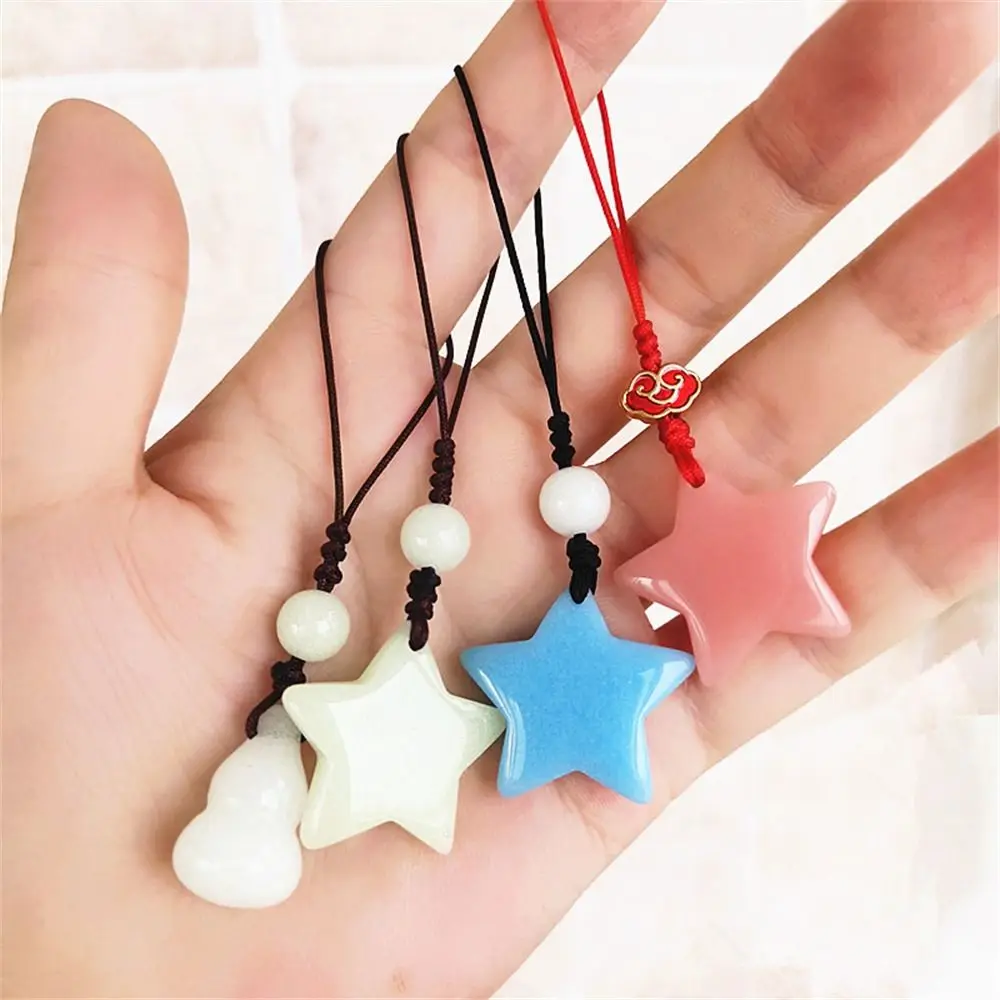 Glow in Dark Luminous Star Keychain Hanging Rope Phone Charm Star Pendant Strap Lanyard Ornament Phone Chain Handbag Pendant