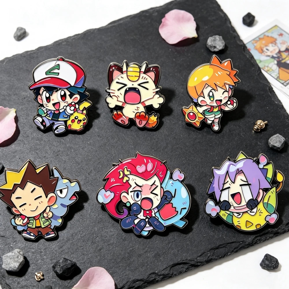 6 Stück niedliche Chibi-Cartoon-Charakter-Emaille-Anstecker, lustige Metall-Reversnadeln, Halloween-Geschenk zur Dekoration von Rucksäcken und Kleidung – Detail 5