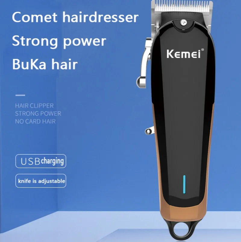 Kem- máquina de cortar cabelo profissional, KM-1756 elétrico, sem fio, recarregável, de alta potência, ideal para barber, fade, modelo