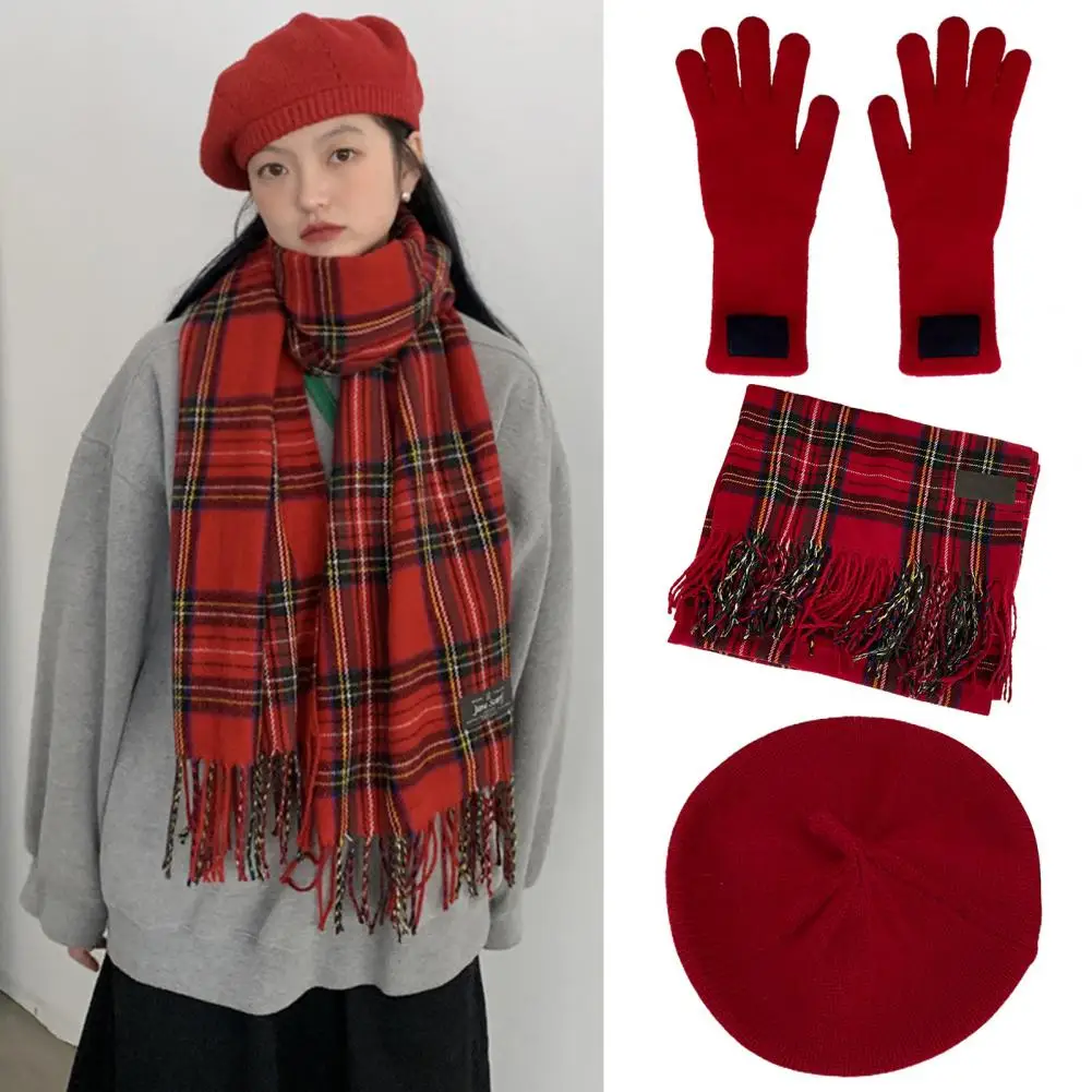 Versatile Fashion Accessory Vibrant Cozy Winter Scarf Christmas New Year\'s Red Gift Ambience Soft Thickened Warm for Women