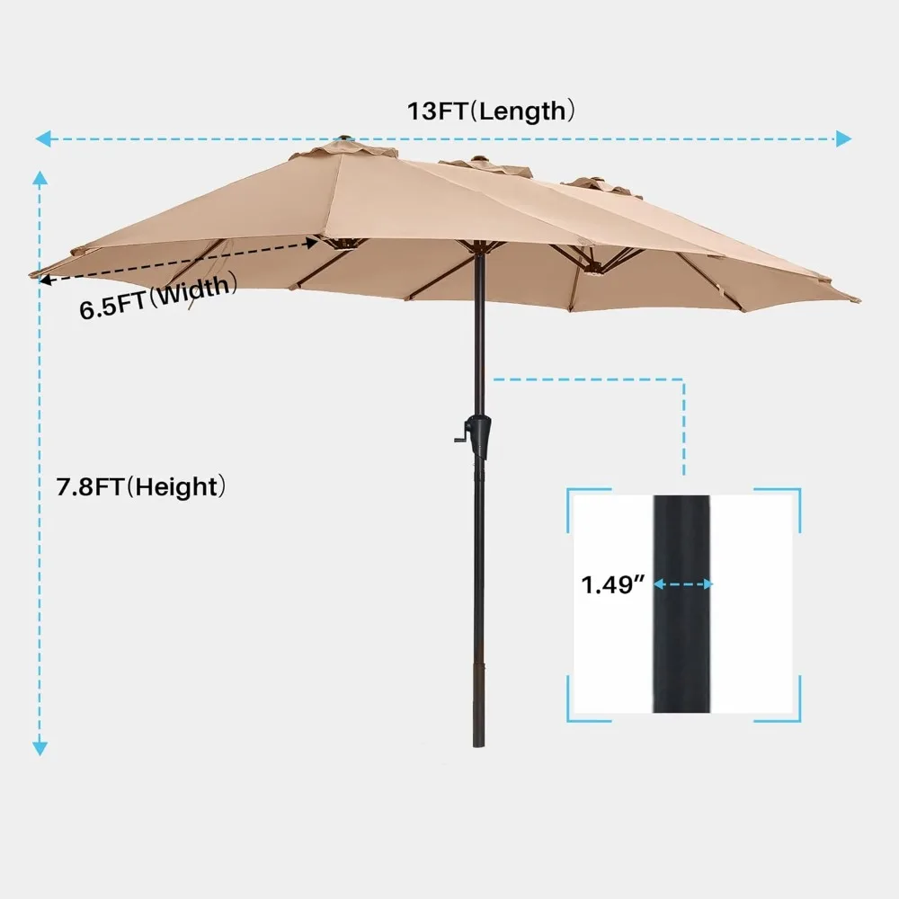 13ft Außen schirm für Terrasse, doppelseitige Pools chirme mit licht beständigem Baldachin, großer Tischs chirm für Deck, Hinterhof