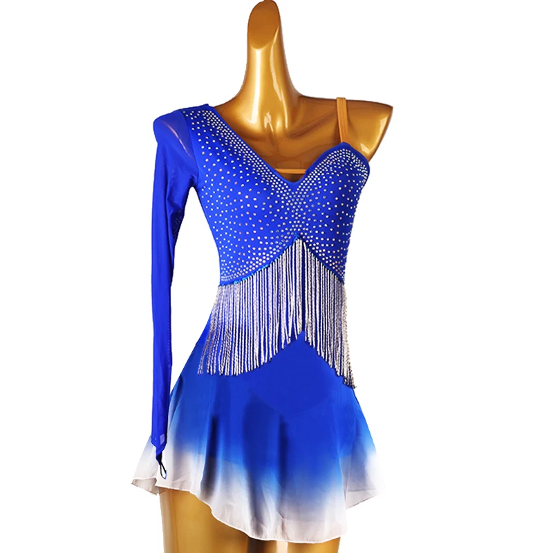 

Figure Skating Dress royal blue Women girl Ice Skating Dress Gymnastics Costume custom crystal rhinestone b286