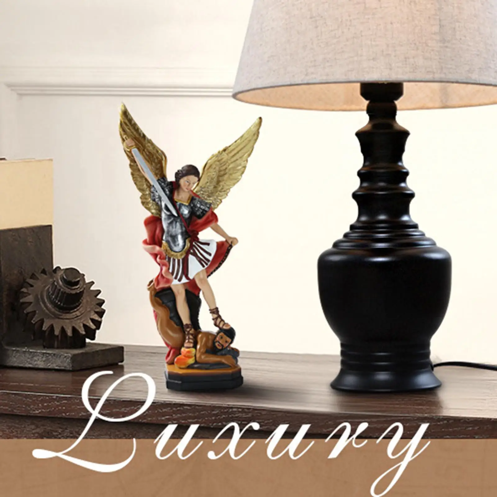 Archangel Michael Figurine St. Michael SanMiguel Arcangel Colored Statue SanMiguel Arcangel Statue Michael Archangel Defeated