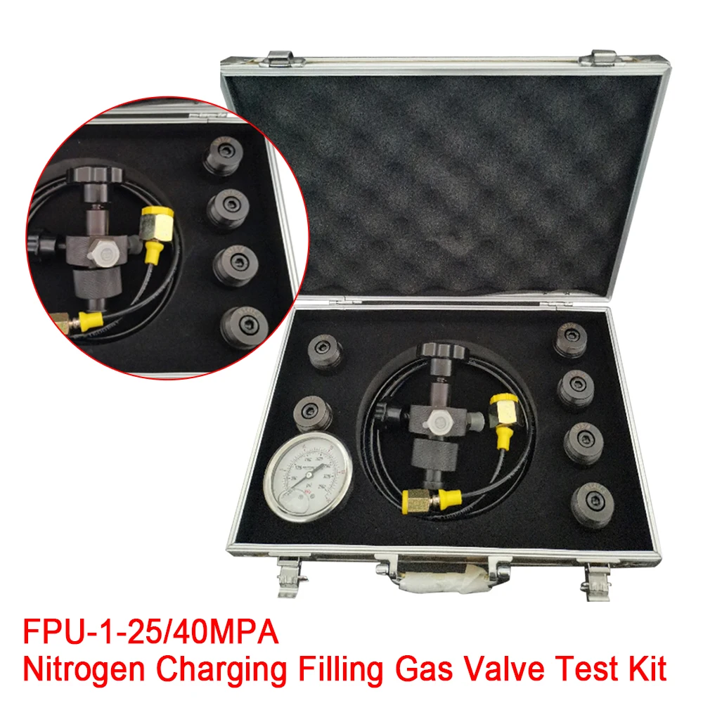 Hydraulic Accumulator Nitrogen Charging Filling Gas Valve Multi Pressure Test Kit FPU-1-25/40MPA