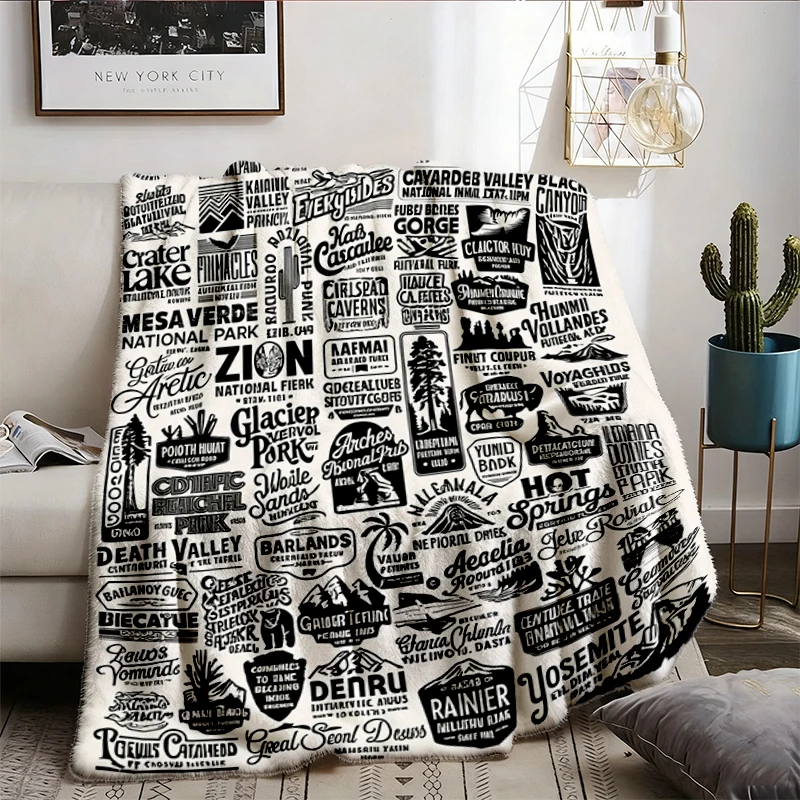 Vintage National Park Warm Blanket  National Park Lovers Warm Blanket Outdoor Lover Hiking Warm Blanket Na