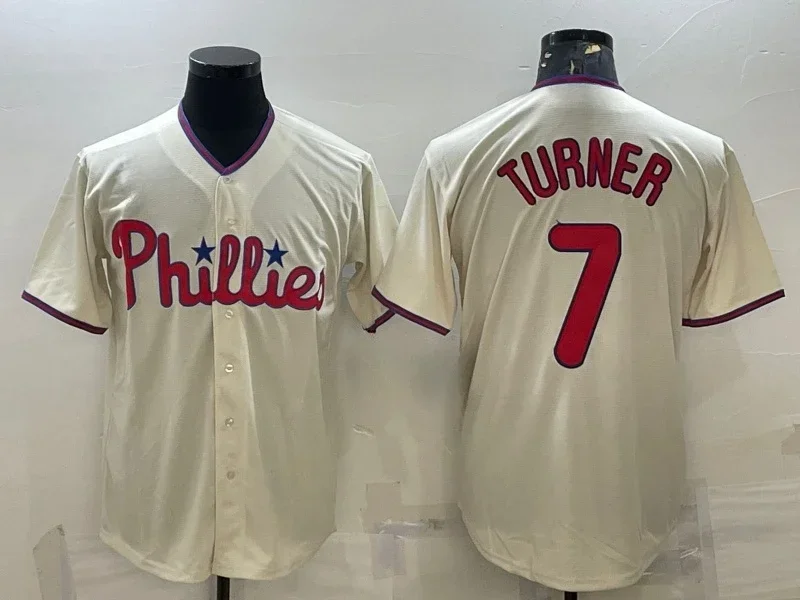 

Philadelphia Baseball Jerseys America TURNER #7 Jersey Personalized Your Name Any Number All Stitched Us Size