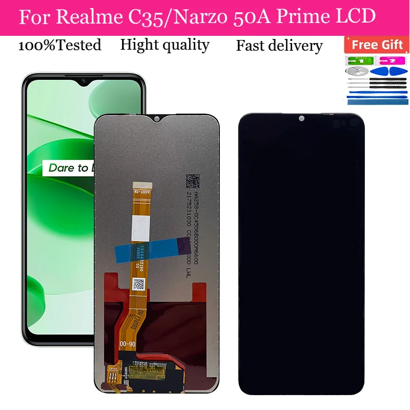 Ips für realme c35 rmx3511 lcd display touchscreen digitalis ierer baugruppe ersatz für realme narzo 50a prime rmx3516 lcd