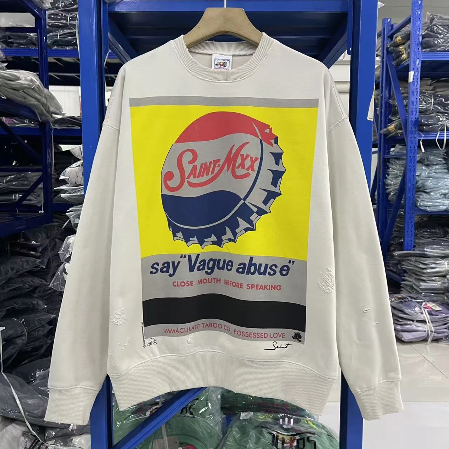 

Ретро-американский свитшот SAINT с креативным принтом в виде крышки от бутылки и надписью, круглый вырез, для мужчин и женщин, повседневный, удобный крой.