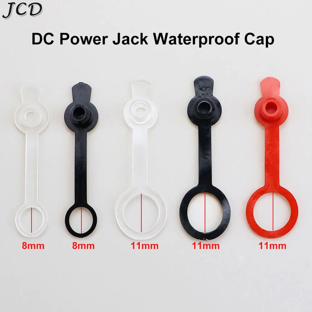 JCD 10-50pcs 8mm 11mm DC Power Socket Waterproof Cap 5.5*2.1 5.5*2.5MM  5.5x2.1m 5.5x2.5mmFemale Jack Dustproof Cover