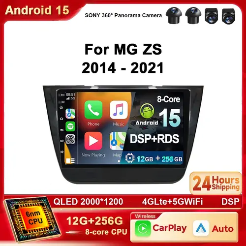 Android 15 2K Carplay para MG ZS 2014 - 2021 Radio de coche reproductor de vídeo Multimedia estéreo BT 4G WIFI GPS navegación DVD unidad principal