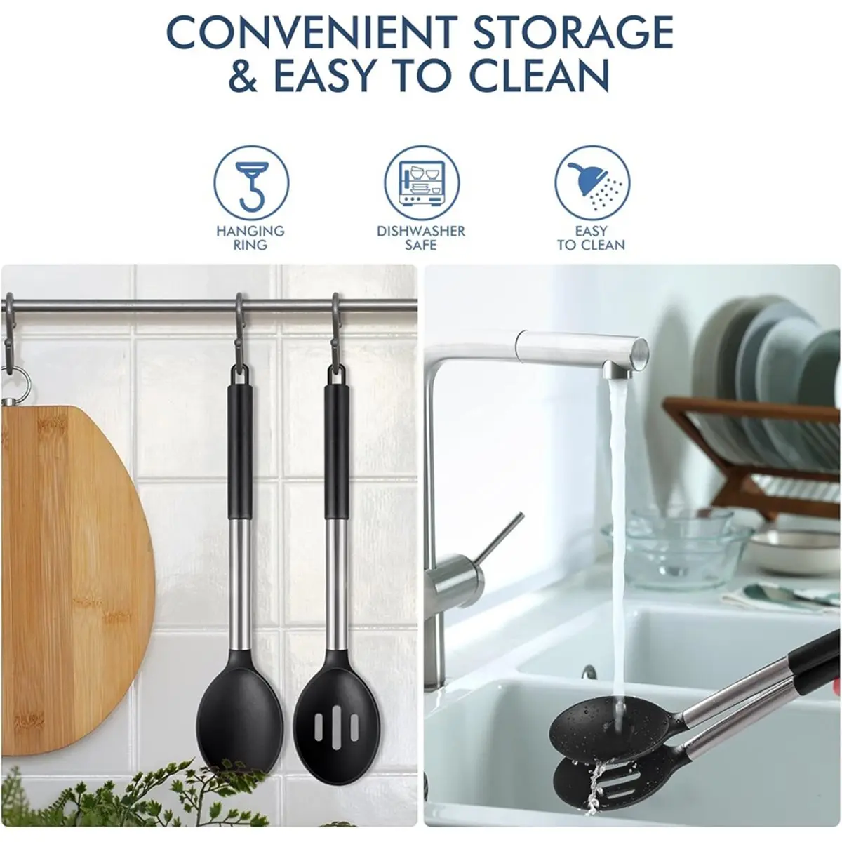 Calor grande conjunto de colher de cozinha de silicone, utensílios de cozinha livres antiaderentes