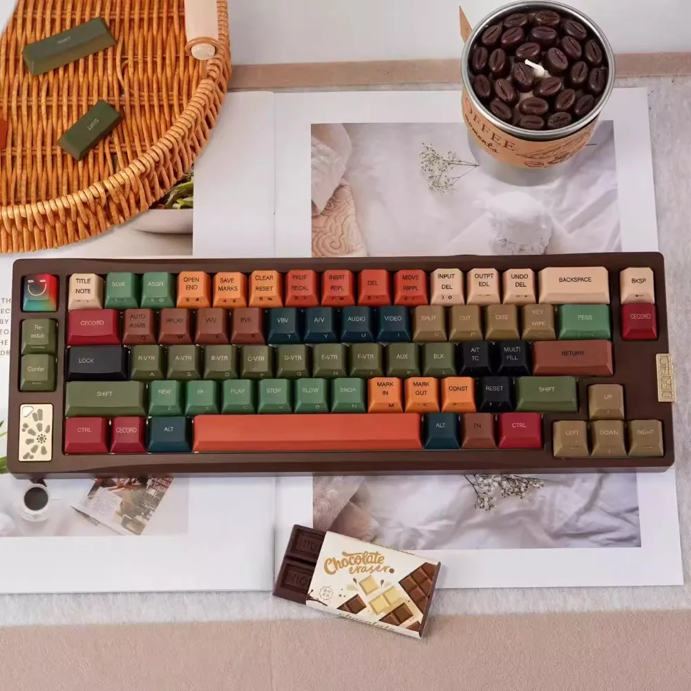Cecord Theme Keycap Set 139key PBT Custom Retro Keyboard Cap Cherry Profile Gaming KeyCap for Mechanical Keyboard Accessories