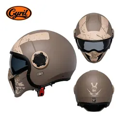 Modular Motorcycle Helmet Full Face Helmet Open Face Helmet Double Lens DOT ECE APPROVED CYRIL OP12A Man Woman Retro Moto Helmet