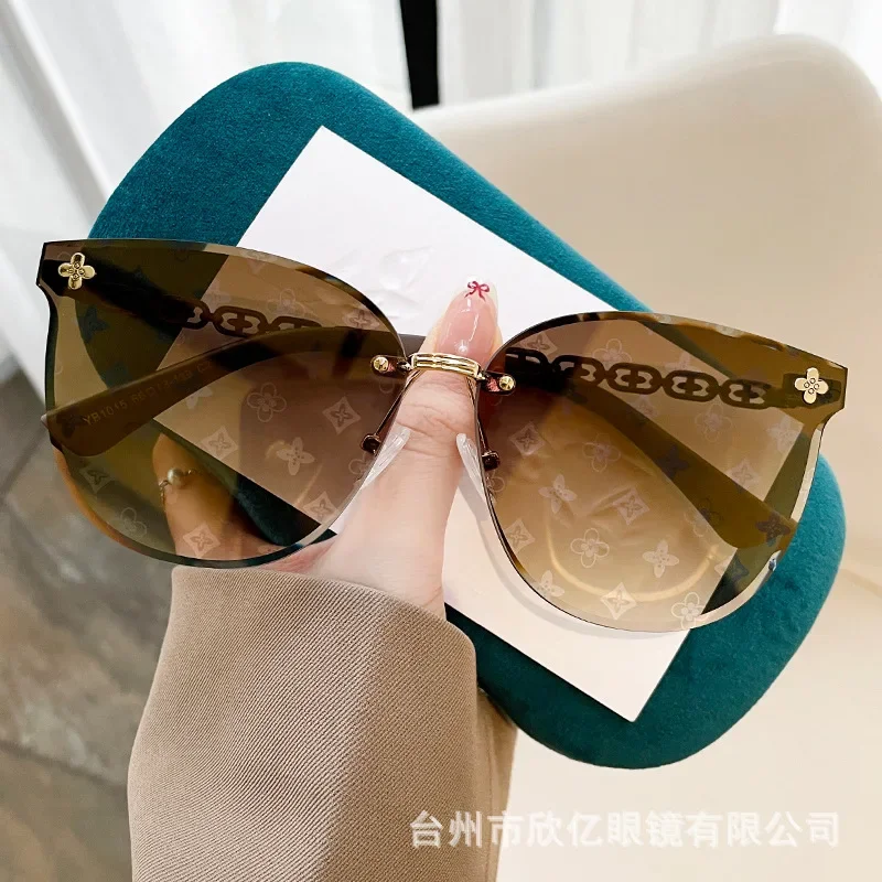 New European And American Style Half-frame Metal Sunglasses Fashion Slim Women\'s Sunglasses Anti-uv Glasses